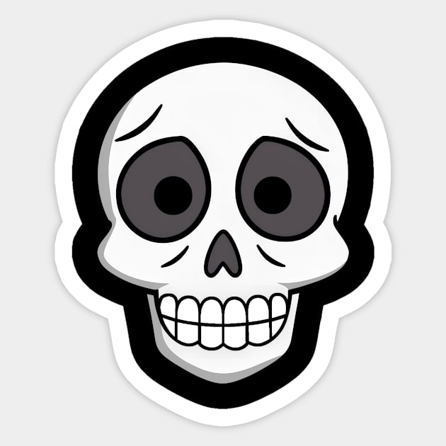 💀 Worried Little Skull – Cute Cartoon Skeleton Face Design Sticker by DonWillisJrArt